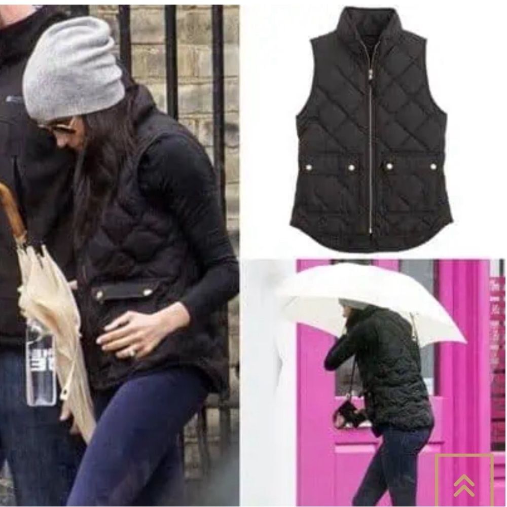 J Crew Black Excursion Quilted Down Zip-Up Vest sz S - Picture 2 of 9
